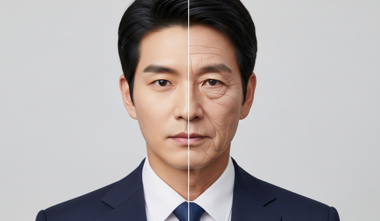 노화로 인한 남성 얼굴 변화