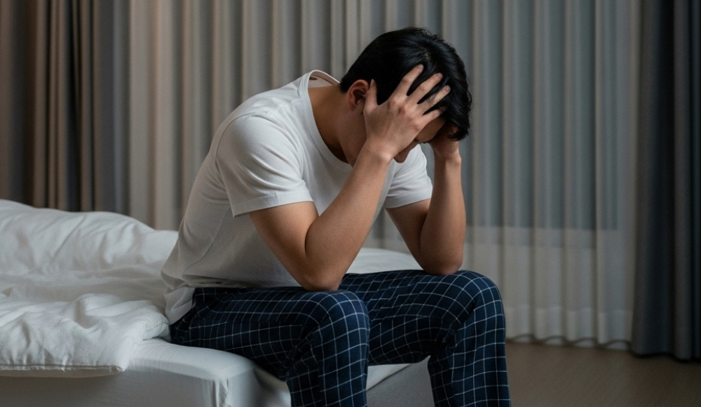 공포감을 느끼는 남성